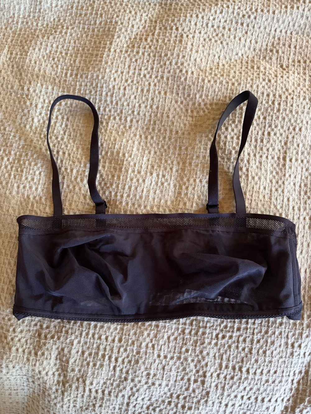 Negative Underwear Black Sheer Mesh Bandeau Bralette with Straps NWOT